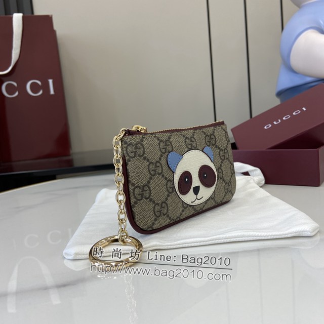 Gucci專櫃古馳最新款飾熊貓細節GG迷你錢包零錢包 jh2030型號：818768